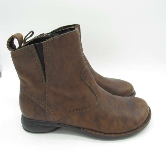 Merrell Womens Sz 6.5 Tetra Catch J45008 Brown Leather Waterproof Chelsea Boots - Picture 5 of 9